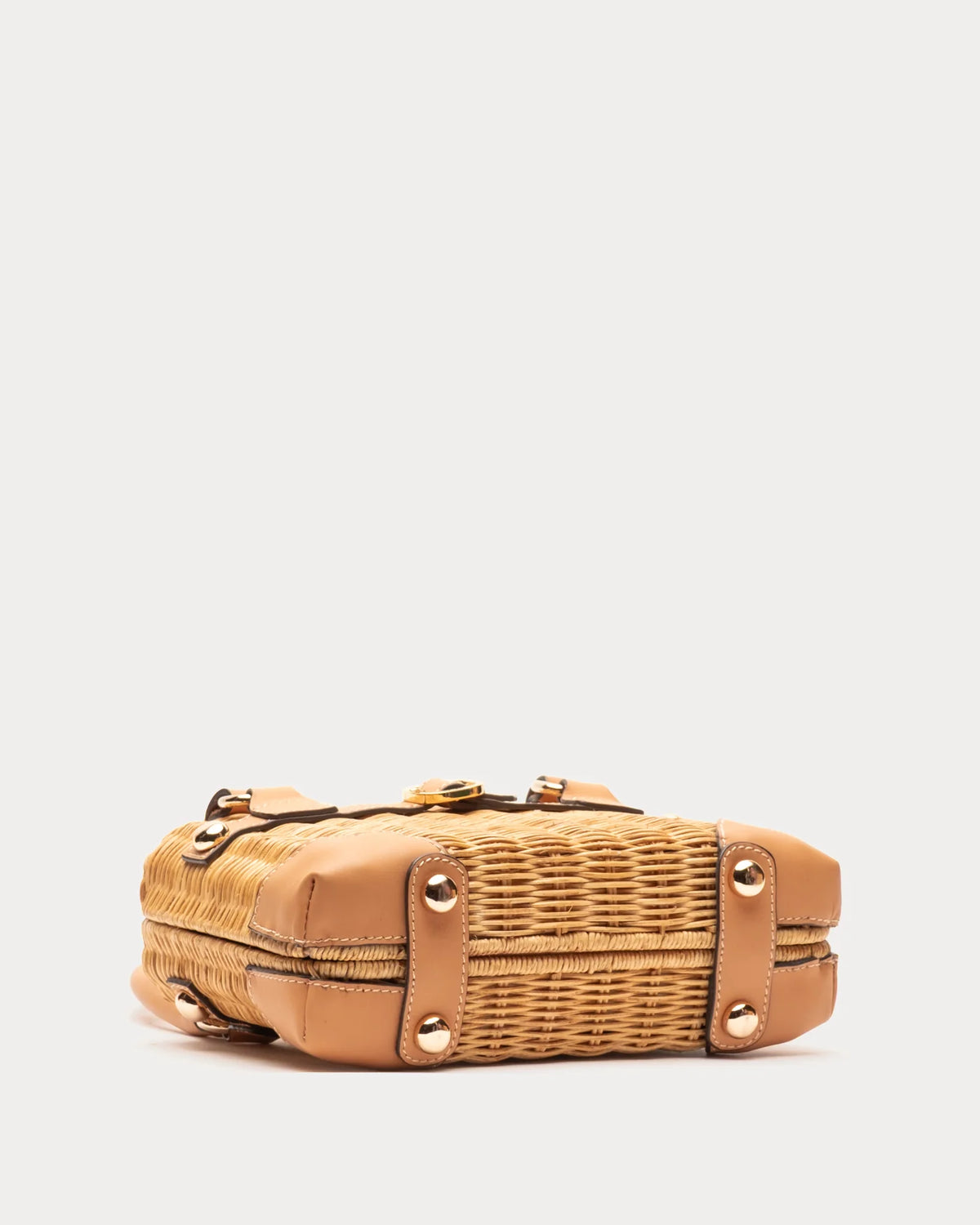 Frances Valentine Lady Basket with Buckle, Wicker with Toast Leather