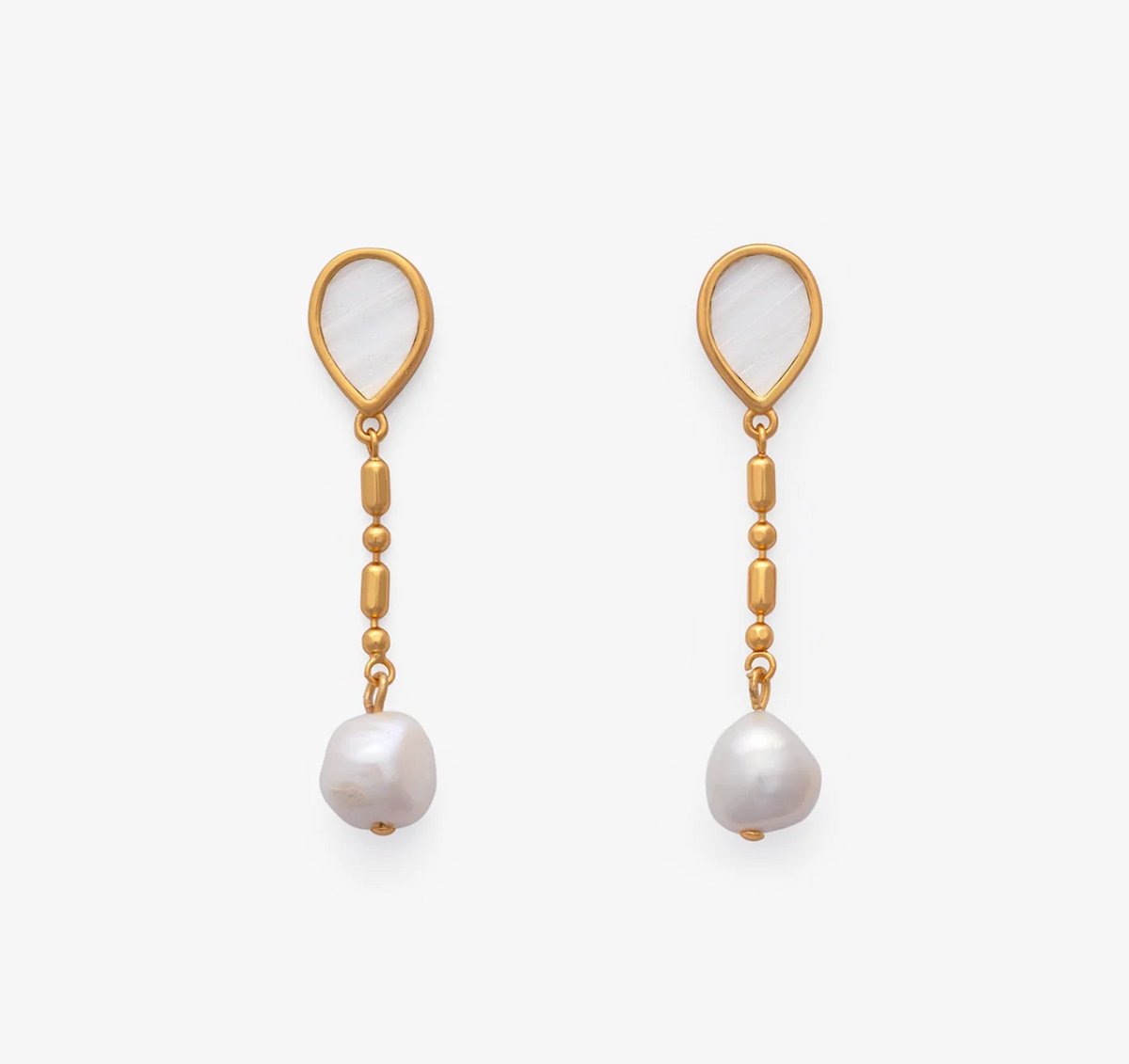 Brackish Blissful White Pearl Drop Earrings